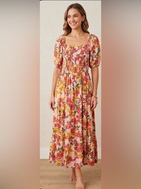 NWT Polagram Dress Maxi Floral Roses